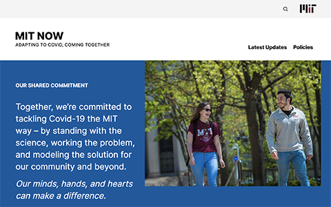 Screenshot of the MIT Now homepage