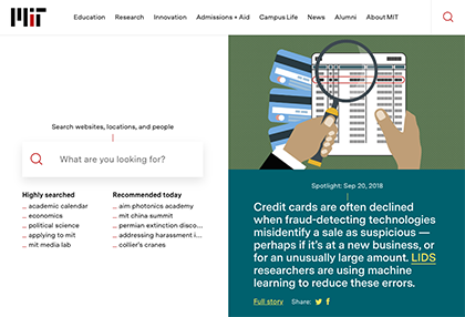 Screenshot of the MIT homepage