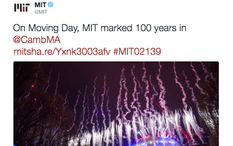A tweet about the Century in Cambridge event shows a fireworks display.